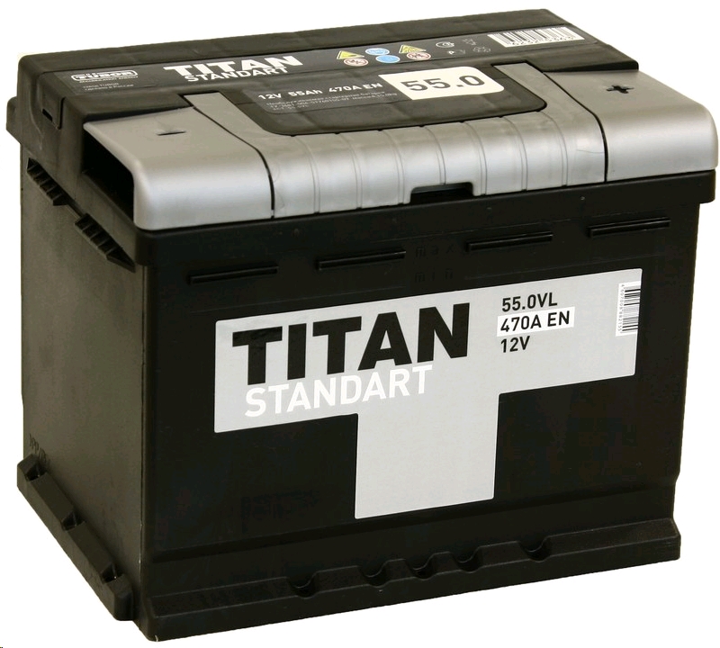 Автомобильный аккумулятор TITAN 55 А/Ч, обратная полярность