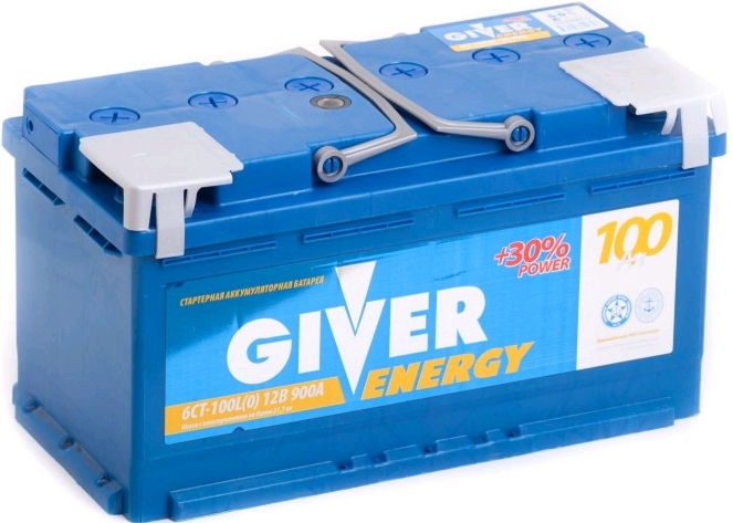 Автомобильный аккумулятор Giver 100 А/Ч, обратная полярность