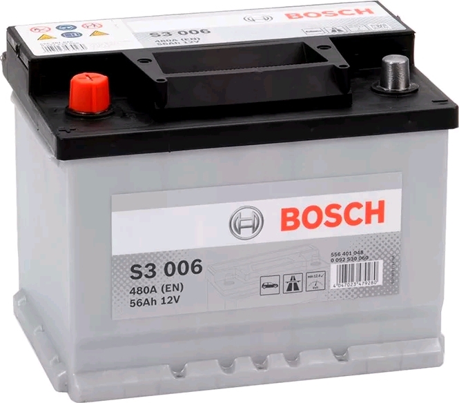 Автомобильный аккумулятор BOSCH 56 А/Ч, прямая полярность Автомобильный аккумулятор BOSCH 56 А/Ч, прямая полярность