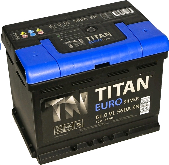 Автомобильный аккумулятор TITAN 61 А/Ч, прямая полярность Автомобильный аккумулятор TITAN 61 А/Ч, прямая полярность