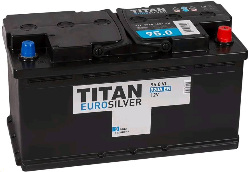 Автомобильный аккумулятор TITAN 95 А/Ч, обратная полярность
