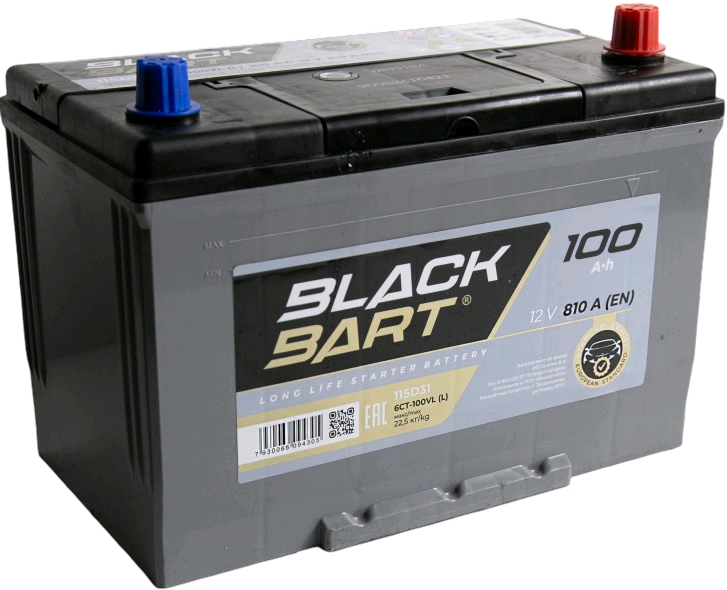 Автомобильный аккумулятор BLACKBART 100 А/Ч, обратная полярность