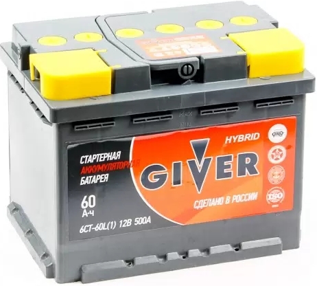 Автомобильный аккумулятор Giver 100 А/Ч, обратная полярность