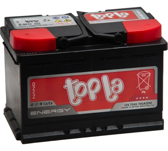 Автомобильный аккумулятор TOPLA 75 А/Ч, прямая полярность