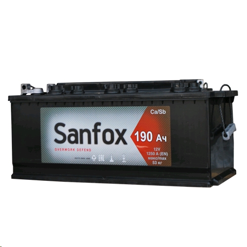 Аккумулятор SanFox-190 П.П. рос узк с перех под болт