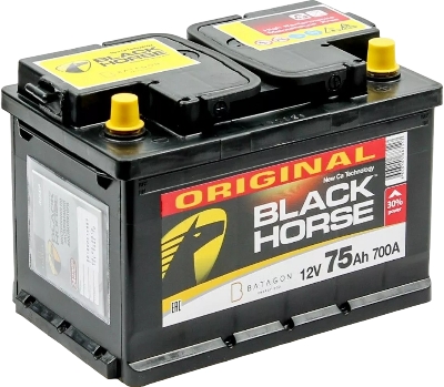 Автомобильный аккумулятор Black Horse 75 А/Ч, прямая полярность Автомобильный аккумулятор Black Horse 75 А/Ч, прямая полярность