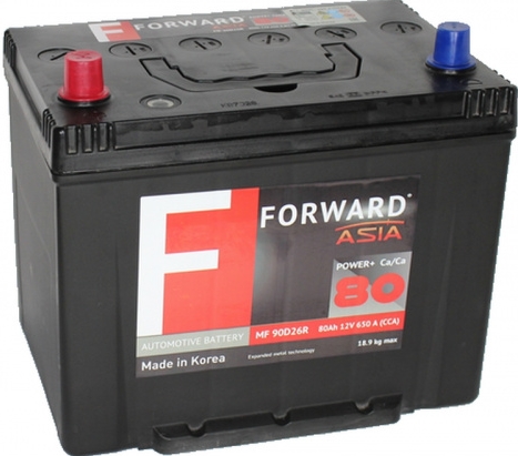 Автомобильный аккумулятор Giver 80 А/Ч, обратная полярность