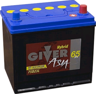 Автомобильный аккумулятор Giver 65 А/Ч, обратная полярность