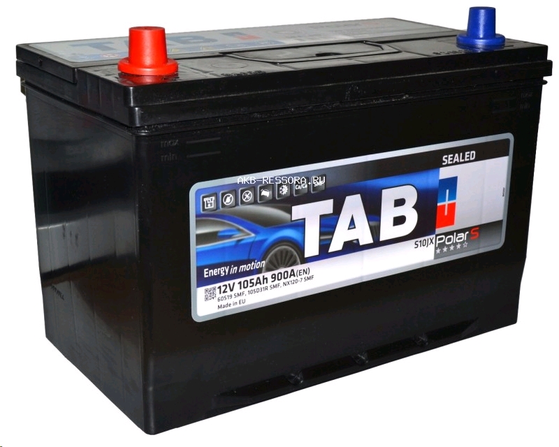 Автомобильный аккумулятор TAB 105 А/Ч, обратная полярность