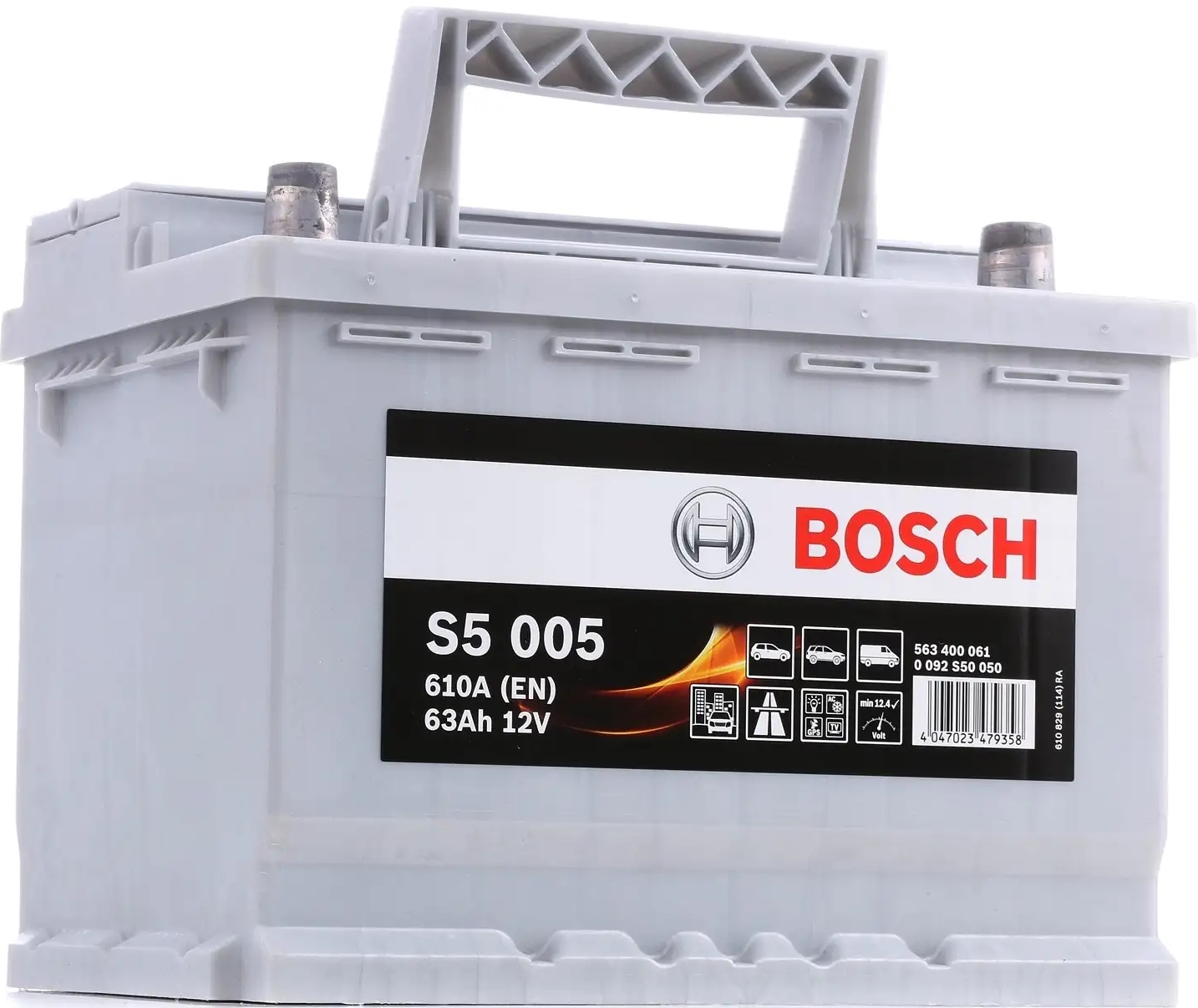 Автомобильный аккумулятор BOSCH 63 А/Ч, обратная полярность