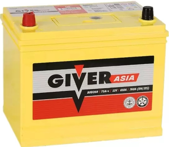 Аккумулятор Giver Asia 6CT-75 п.п 80D26R