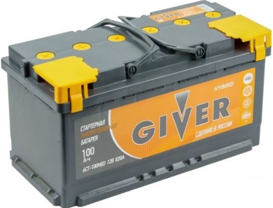 Автомобильный аккумулятор Giver 100 А/Ч, обратная полярность