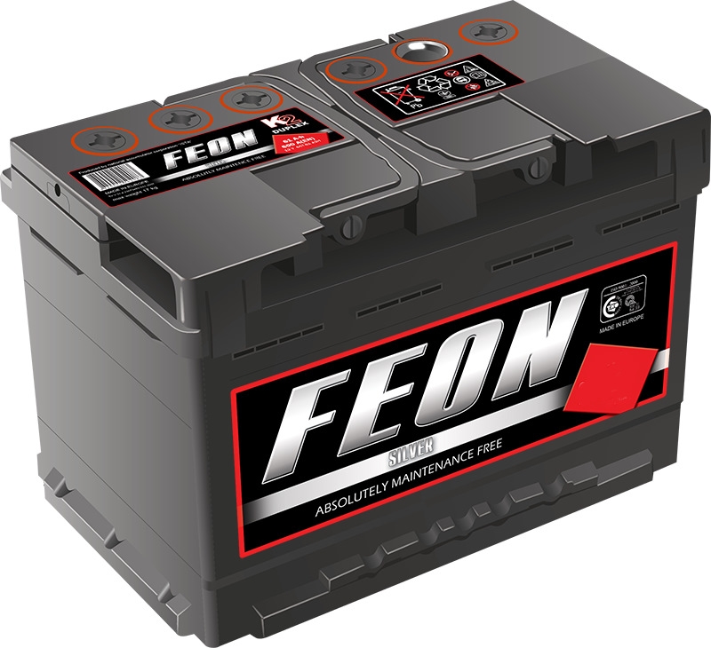 Автомобильный аккумулятор Feon 66 А/Ч, прямая полярность