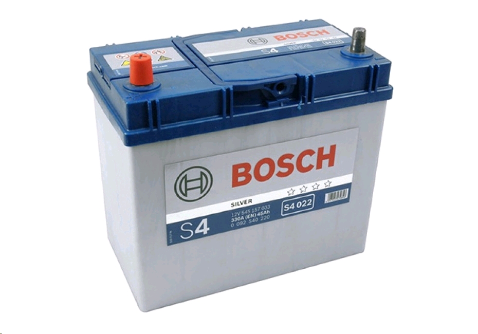Аккумулятор BOSCH - S4 JIS 12V 45А/ч 330А оп. тон. кл. Silver asia