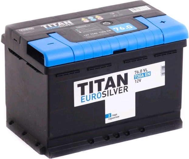 Автомобильный аккумулятор TITAN 76 А/Ч, обратная полярность