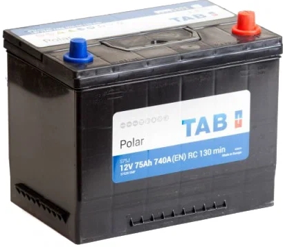 Автомобильный аккумулятор TAB 75 А/Ч, обратная полярность
