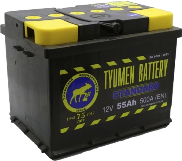 Автомобильный аккумулятор Тюмень 55 А/Ч, прямая полярность