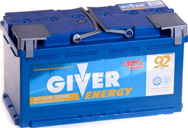 Автомобильный аккумулятор Giver 92 А/Ч, обратная полярность Автомобильный аккумулятор Giver 92 А/Ч, обратная полярность