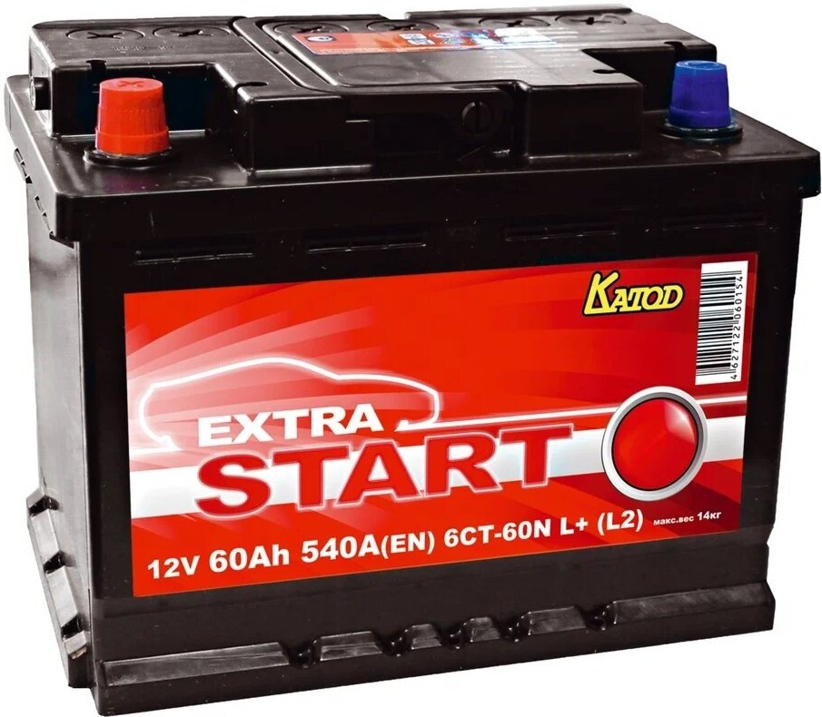 Автомобильный аккумулятор Extra Start 63 А/Ч, прямая полярность