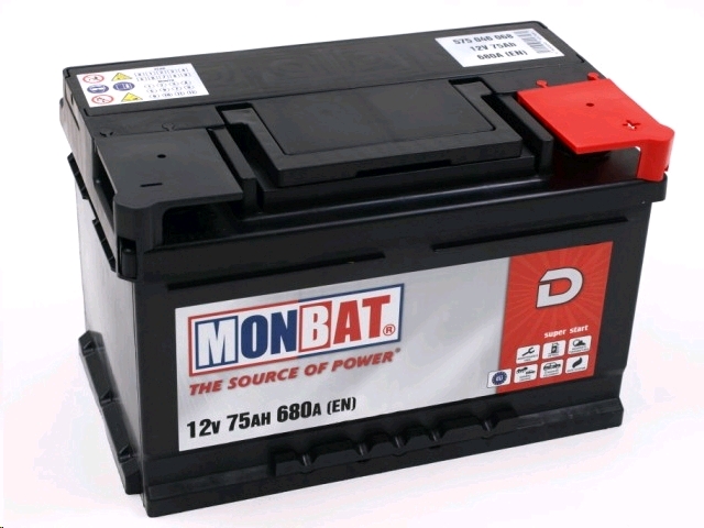 Автомобильный аккумулятор MONBAT 77 А/Ч, обратная полярность
