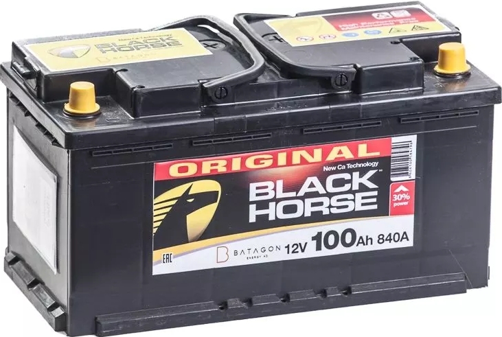 Автомобильный аккумулятор Black Horse 100 А/Ч, прямая полярность
