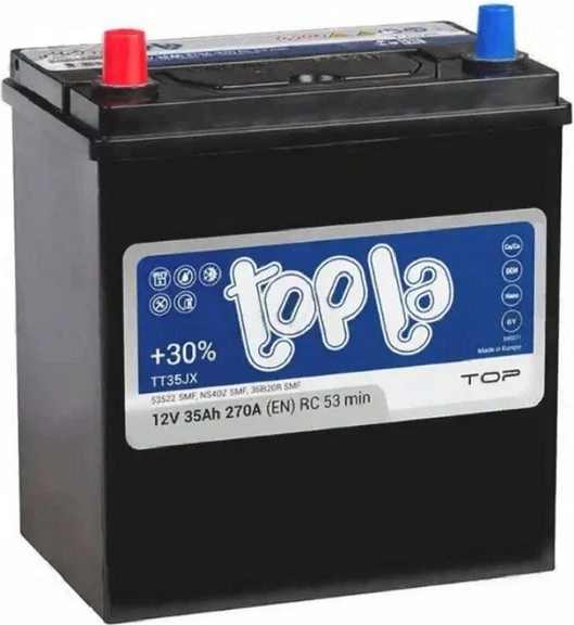 Автомобильный аккумулятор TOPLA 35 А/Ч, прямая полярность