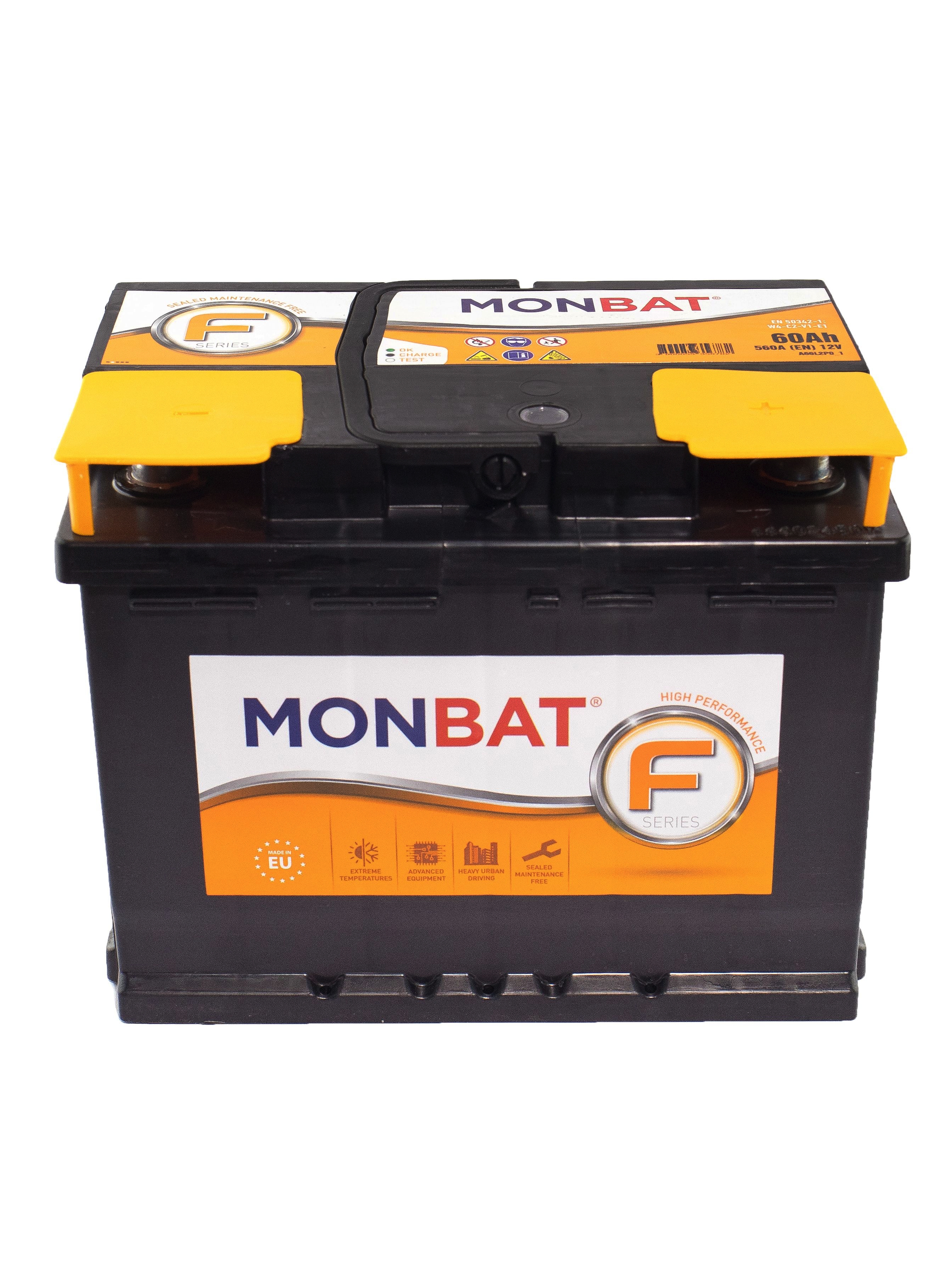 Автомобильный аккумулятор MONBAT 60 А/Ч, обратная полярность