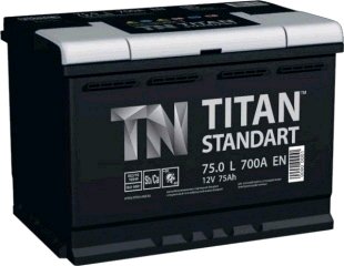 Автомобильный аккумулятор TITAN 75 А/Ч, обратная полярность