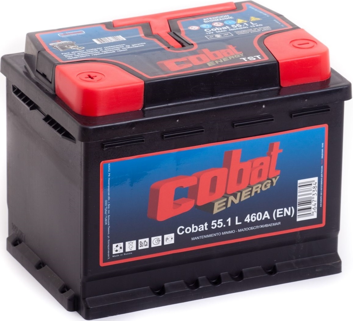 Автомобильный аккумулятор Cobat 55 А/Ч, прямая полярность