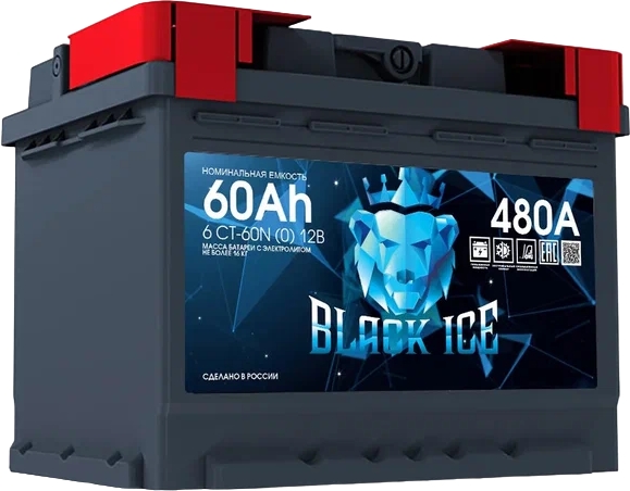 Автомобильный аккумулятор Black Horse 60 А/Ч, обратная полярность