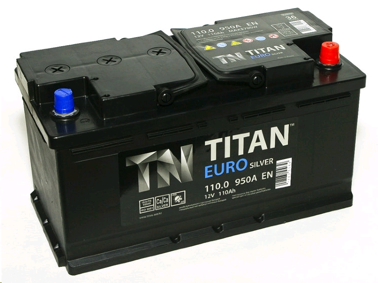 Автомобильный аккумулятор TITAN 110 А/Ч, обратная полярность