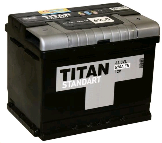 Автомобильный аккумулятор TITAN 62 А/Ч, обратная полярность