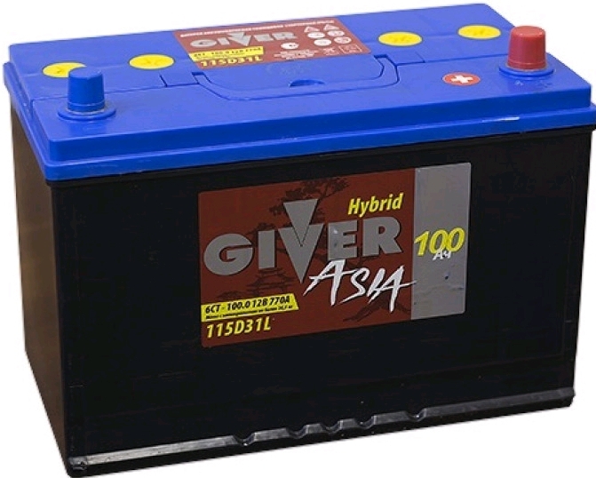 Автомобильный аккумулятор Giver 100 А/Ч, обратная полярность
