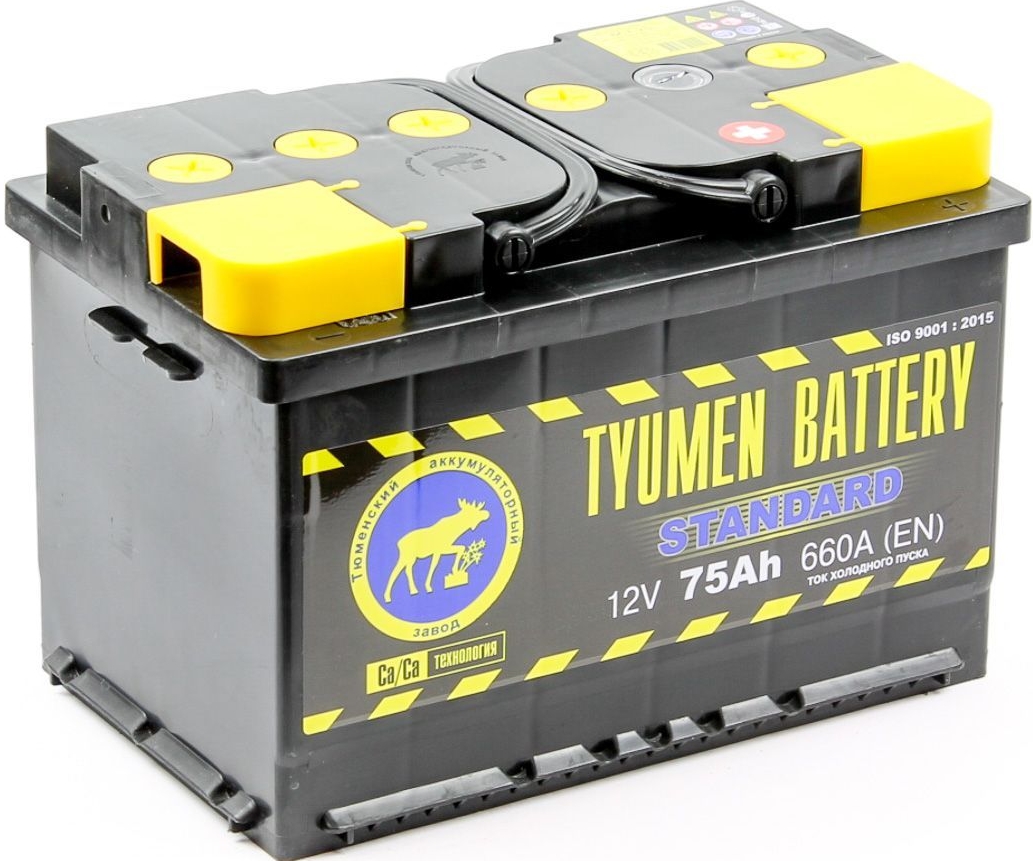 Автомобильный аккумулятор Тюмень 75 А/Ч, обратная полярность