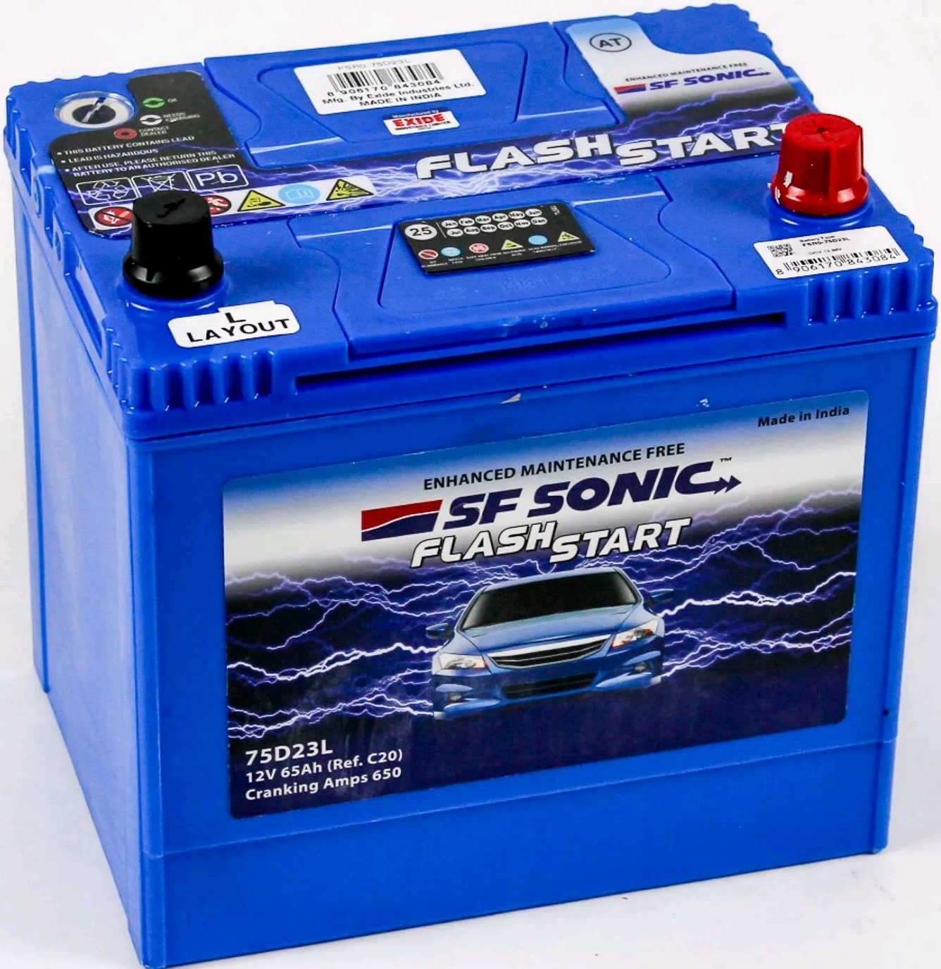 Автомобильный аккумулятор SF SONIC 65 А/Ч, обратная полярность