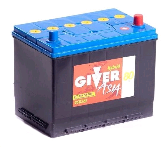 Аккумулятор Giver Asia 6CT-80 о.п 95D26L