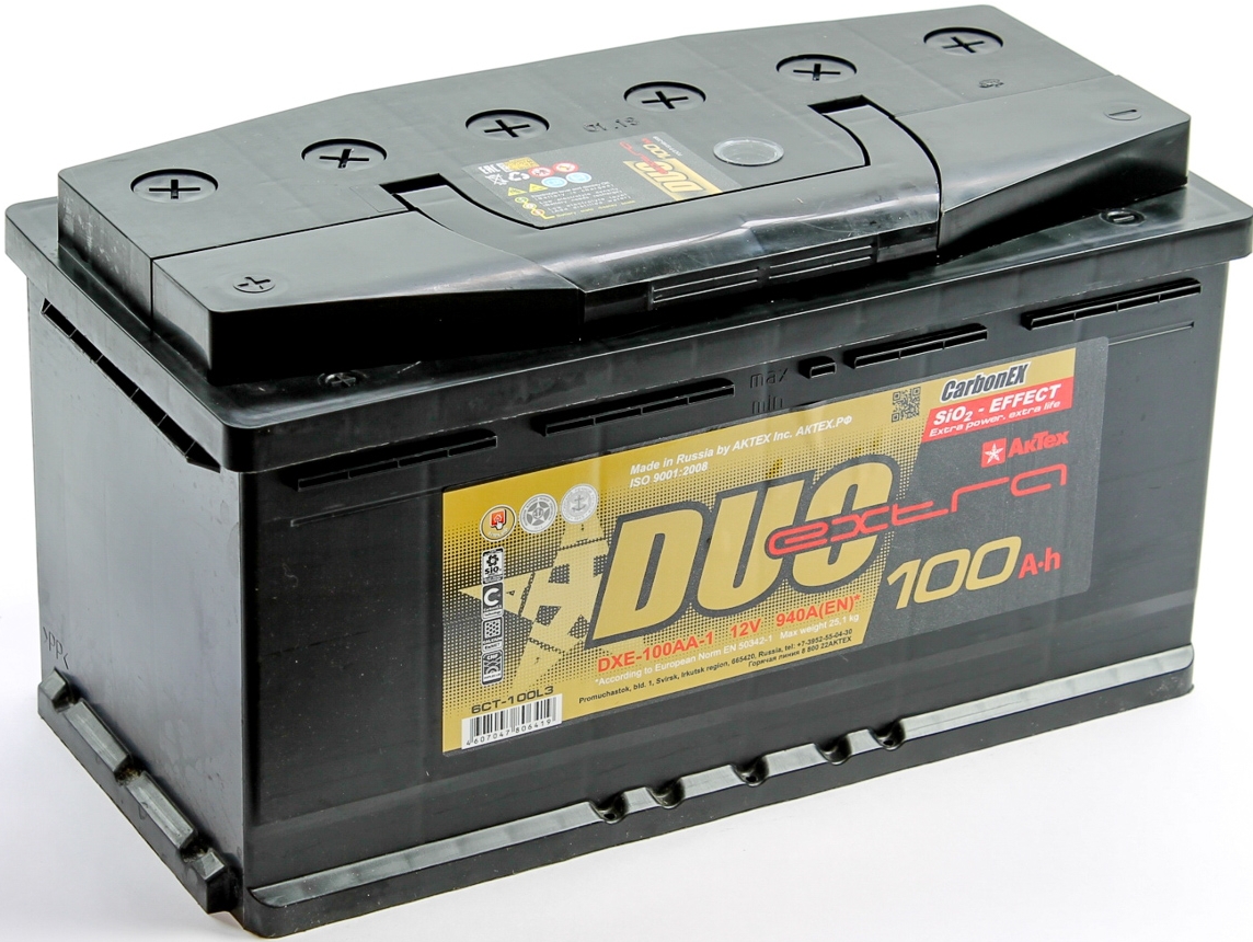 Автомобильный аккумулятор DUO EXTRA 100 А/Ч, обратная полярность