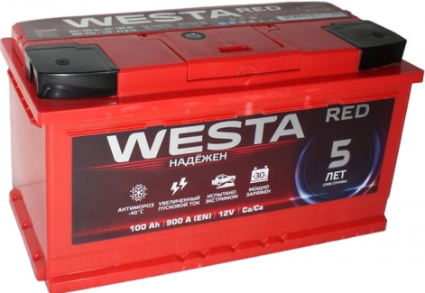 Автомобильный аккумулятор Westa 100 А/Ч, прямая полярность