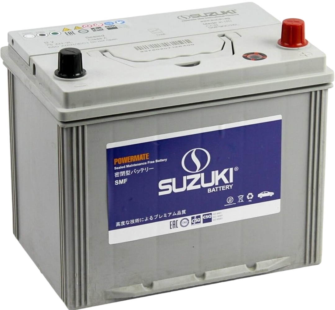 Автомобильный аккумулятор SUZUKI 75 А/Ч, обратная полярность