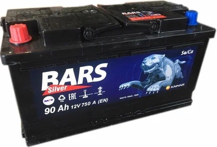 Автомобильный аккумулятор BARS 90 А/Ч, прямая полярность