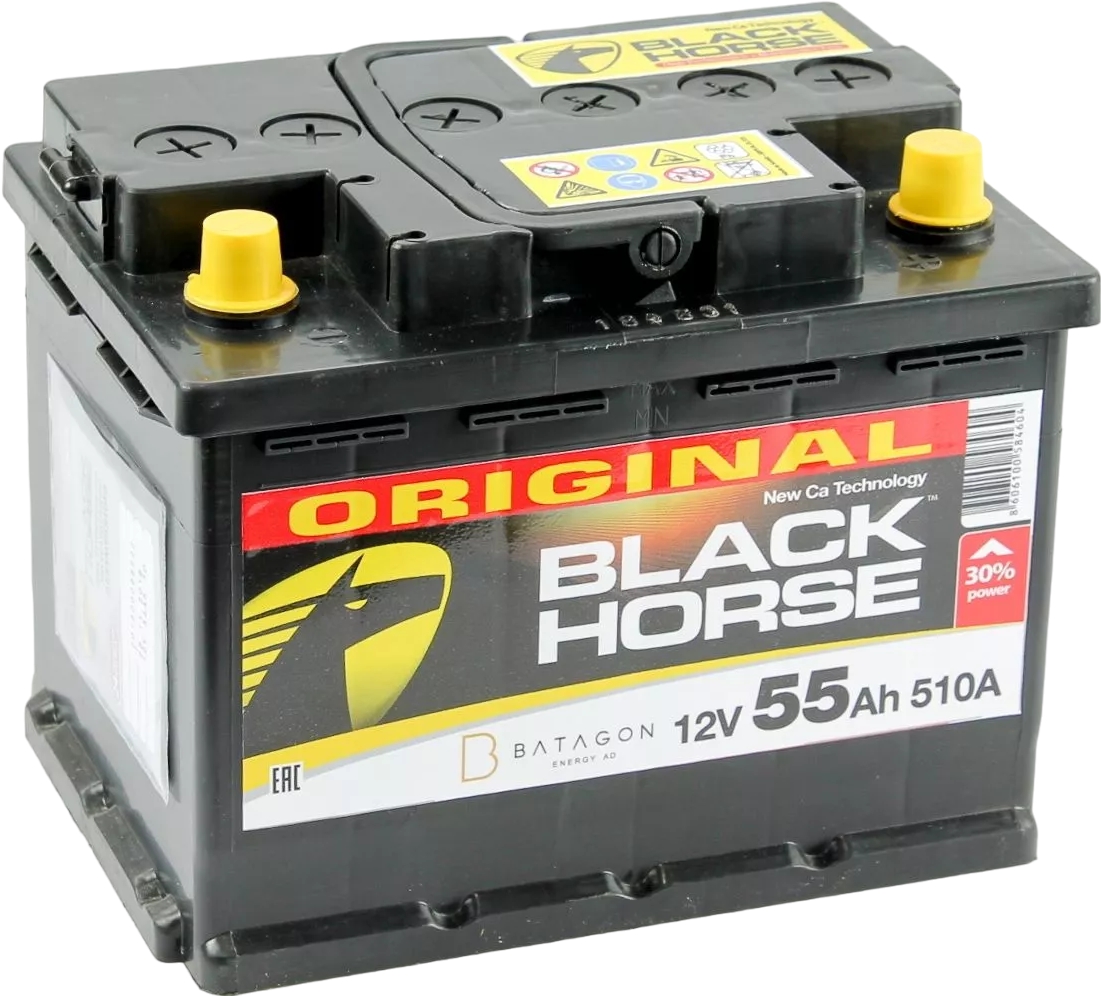 Автомобильный аккумулятор Black Horse 55 А/Ч, прямая полярность