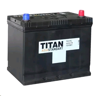 Автомобильный аккумулятор TITAN 72 А/Ч, обратная полярность