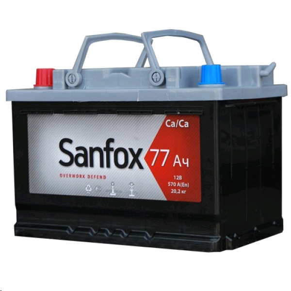 Автомобильный аккумулятор SanFox 77 А/Ч, прямая полярность Автомобильный аккумулятор SanFox 77 А/Ч, прямая полярность