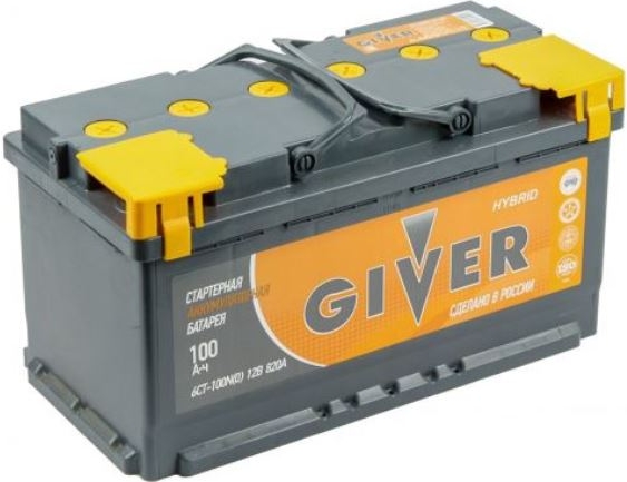Автомобильный аккумулятор Giver 100 А/Ч, прямая полярность