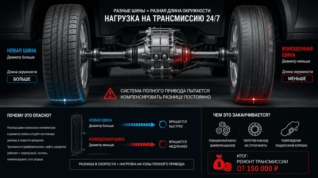 Тихии убиица полного привода. Цена одной шины против ремонта трансмиссии