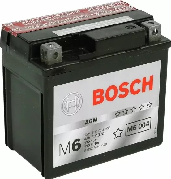 Автомобильный аккумулятор BOSCH 4 А/Ч, прямая полярность
