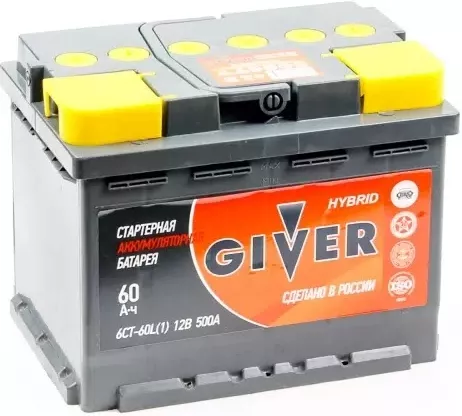 Автомобильный аккумулятор Giver 100 А/Ч, обратная полярность