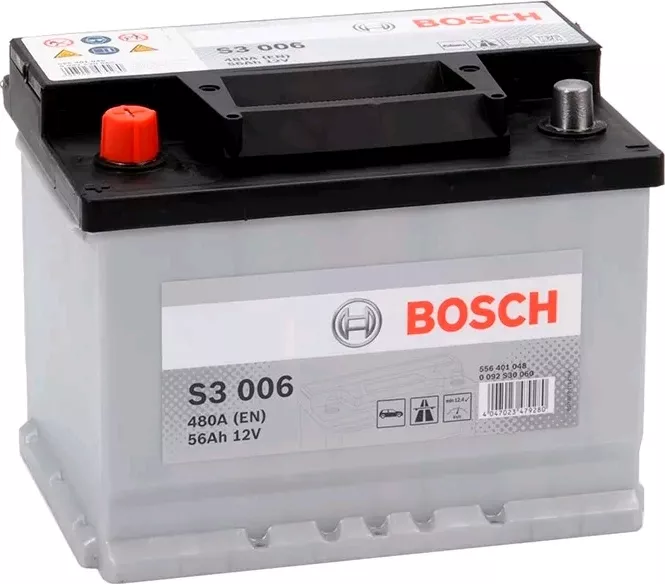 Автомобильный аккумулятор BOSCH 56 А/Ч, прямая полярность