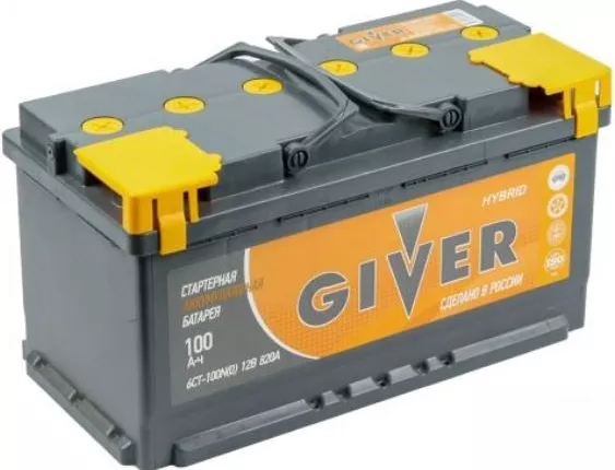 Автомобильный аккумулятор Giver 100 А/Ч, обратная полярность