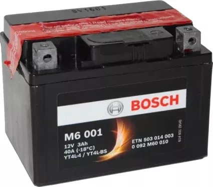 Автомобильный аккумулятор BOSCH 3 А/Ч, прямая полярность